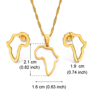 African Outline Map Necklaces + Earring Sets