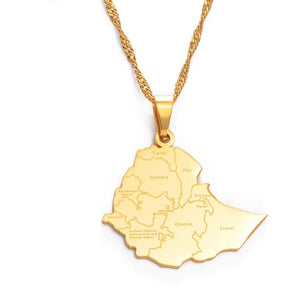 Africa Collection: Ethiopia Map Pendant Necklace