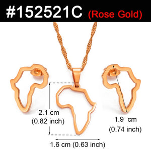 African Outline Map Necklaces + Earring Sets